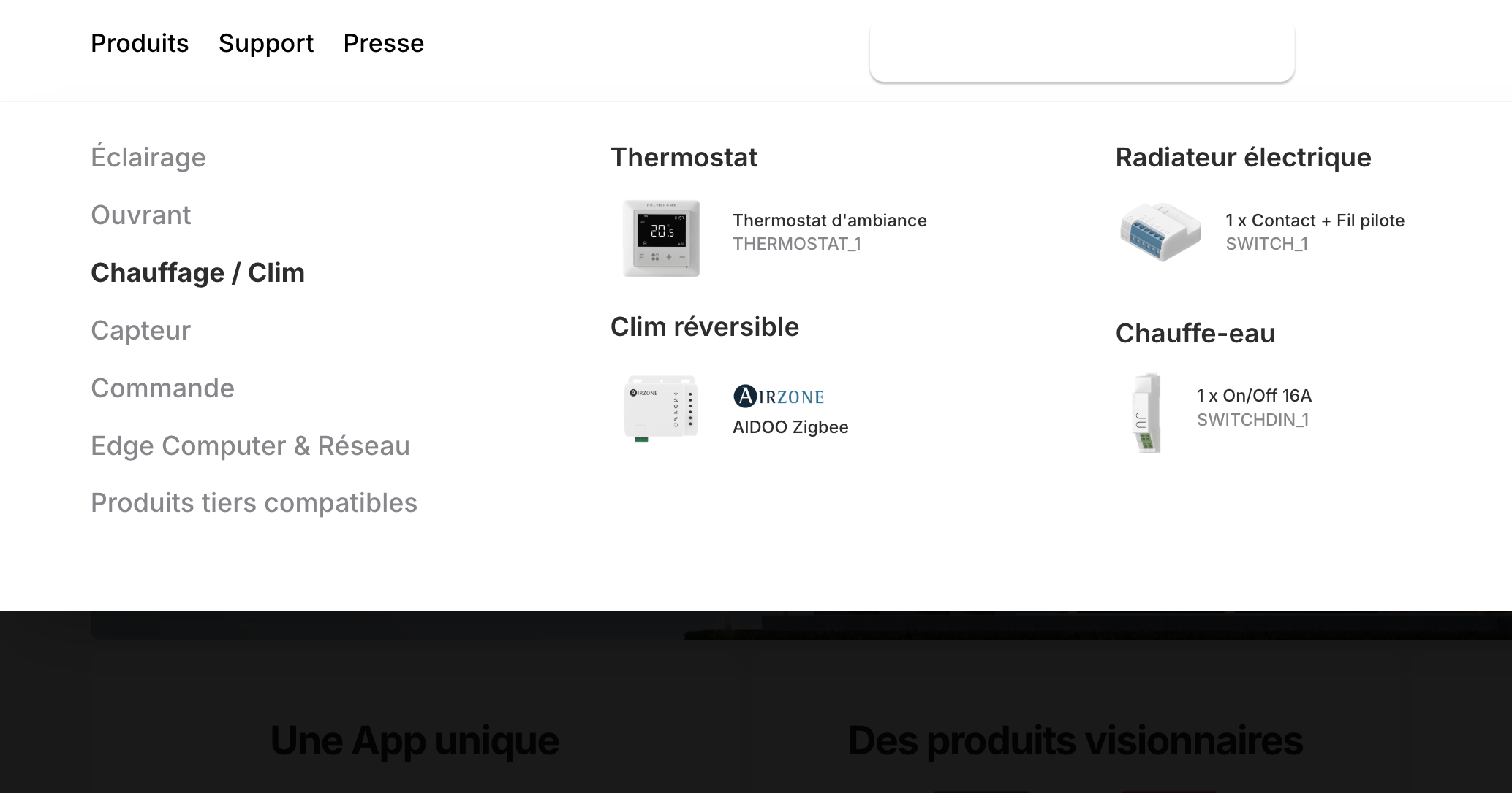 Grille de produits filtrée par catégorie.