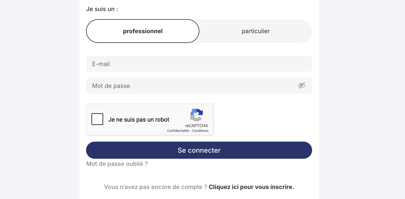 Espace compte avec rôle et tarification adaptée.