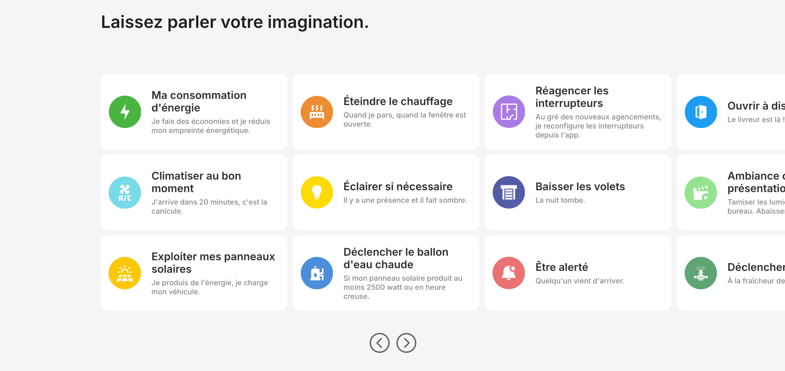 Sections de la page d’accueil orientées usages concrets.